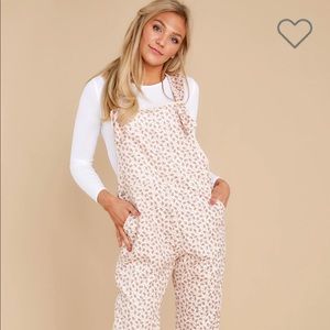 NWT Red Dress Morning Daisy Pink Floral Overalls